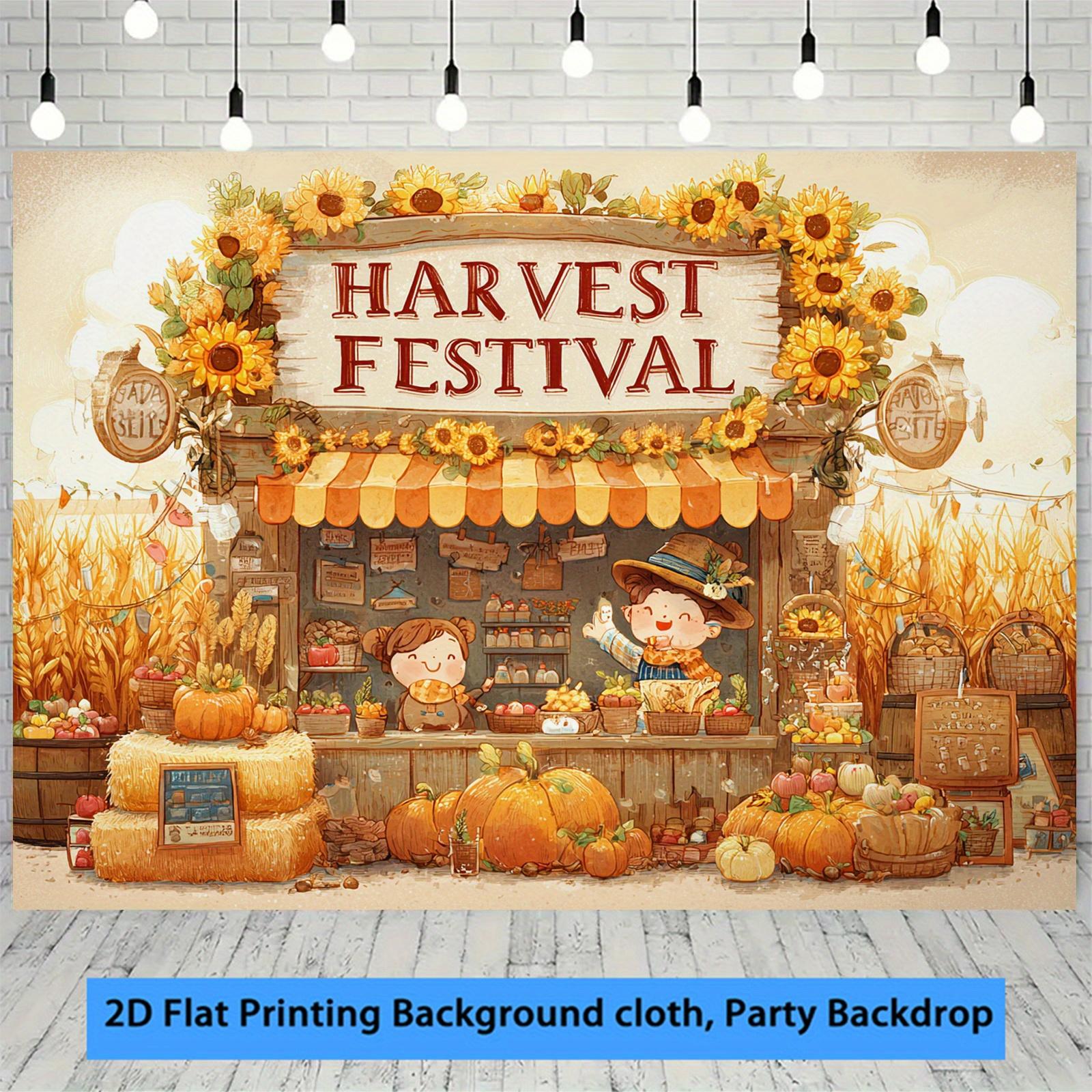 2D plane 1 piece of harvest festival autumn sunflower cartoon background fabric autumn harvest festival autumn wedding 100x150cm