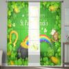 St Patrick Day Curtains Shamrocks Gold Beer Hat Voile Curtain Green Lucky Leaves Window Drapes Bedroom Living Room Sheer For Area Made Of Polyester