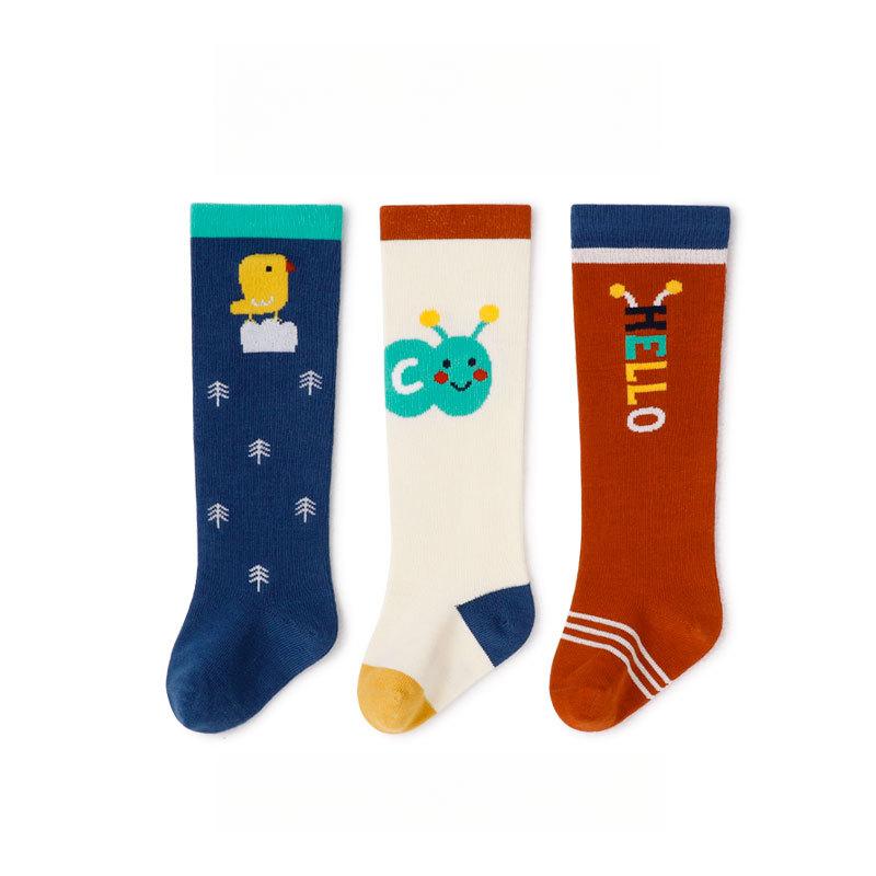 3 pary/partia Dziecięce podkolanówki Dzieci Dziewczynki Chłopcy Miękkie bawełniane długie skarpetki Śliczne hiszpańskie paski Jednolite skarpetki dziecięce dla 0-3 lat