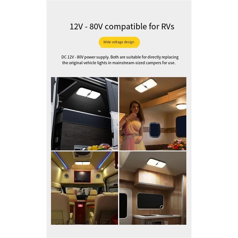 LED Dimmable 204 Light Fixtures 3 Color TEM Lamp For RV/Campers Car/Trailer Boat