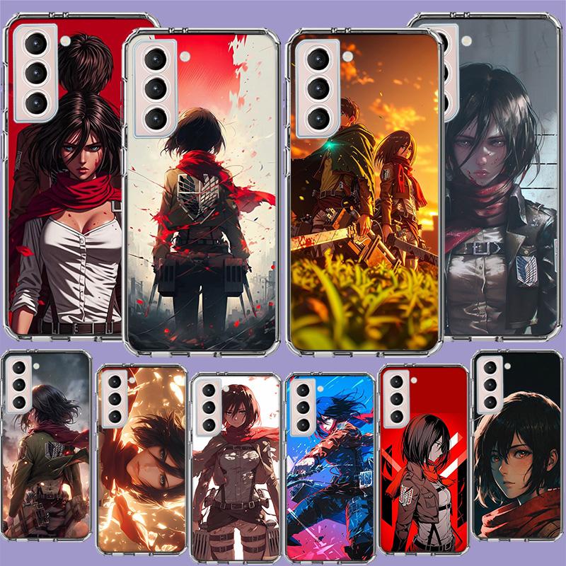 Character MIKASA Phone Case For Samsung Galaxy S25 Edge S24 S23 FE S21 S20 S10 Plus S22 S26 Ultra Cover Clear Cases TPU Capa She