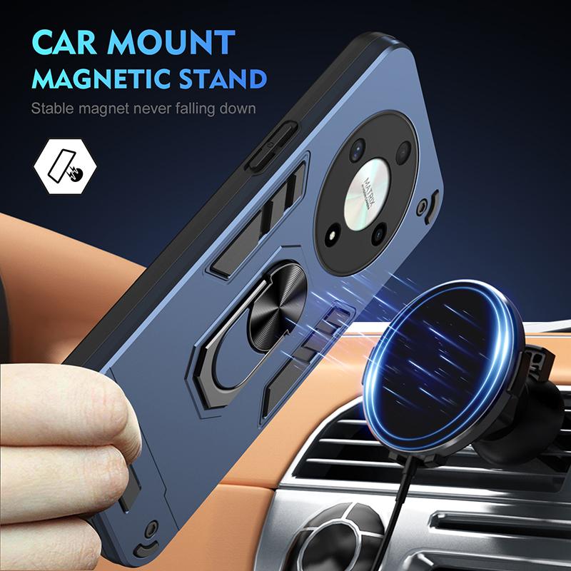 Luxury Armor Shockproof Phone Case For Honor X40 X50I Plus For Honor Magic 5 Lite 6 Lite Car Magnetic Ring Holder Back Cover