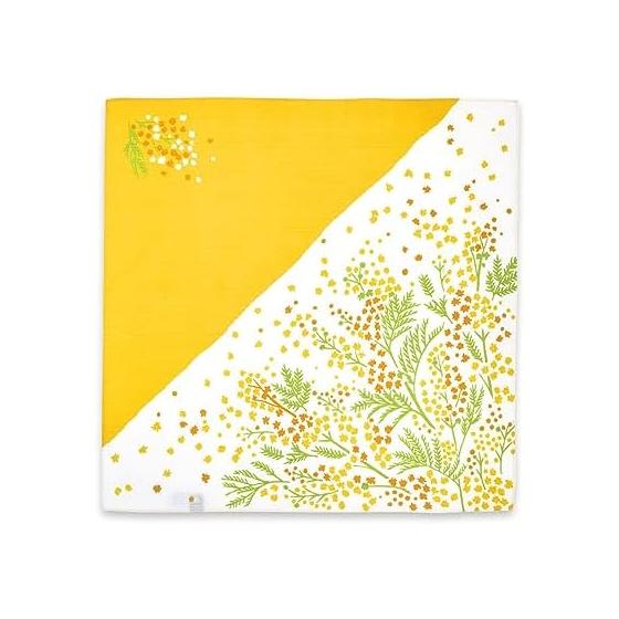 Miyamoto Towel Miyamoto Kenema Printed Small Furoshiki Fragrant Mimosa 67703 Approx. 50 x 50 cm