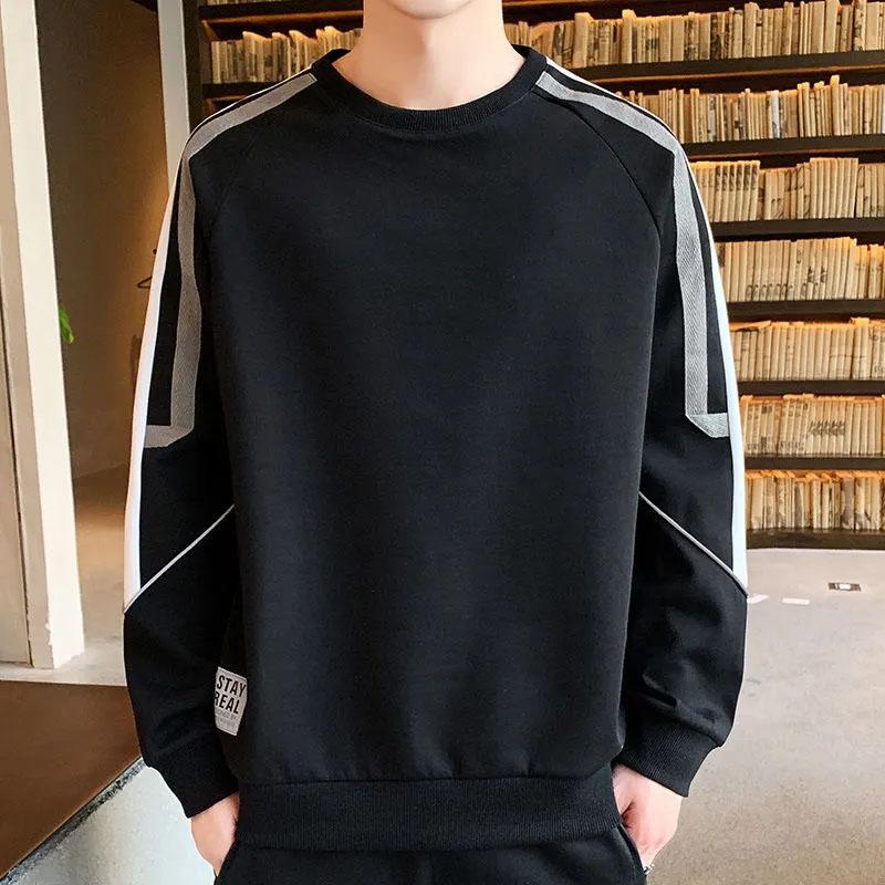 

Мужской свитер, весенне-осенняя футболка с длинным рукавом, осенний тренд, свободный универсальный пуловер с круглым вырезом, мужская осенняя одежда с длинными рукавами M