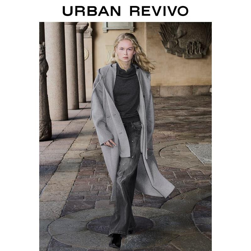 

UR 2025 Winter Women s Hooded Wool Double-breasted Coat M