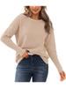 Autumn Winter Women's Sweater Long Sleeve Ribbed Knit Pullover Loose Round Neck Batwing Split Luxurious Relaxed-fit Slimming and Versatile Top