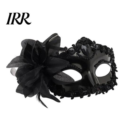 Durable Costume Mask Half Face Masquerade for Women, Mesh Flower Rhinestone Venetian Party Mask, Costumes Accessory Halloween Carnival Prom Ball