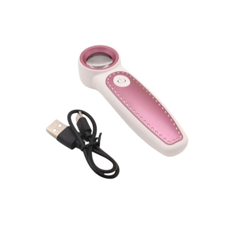 

Portable LED Magnifying Glass Build In USB Charging Function 6 Bright Light Rechargeable Magnifier for Detailed Work червоний