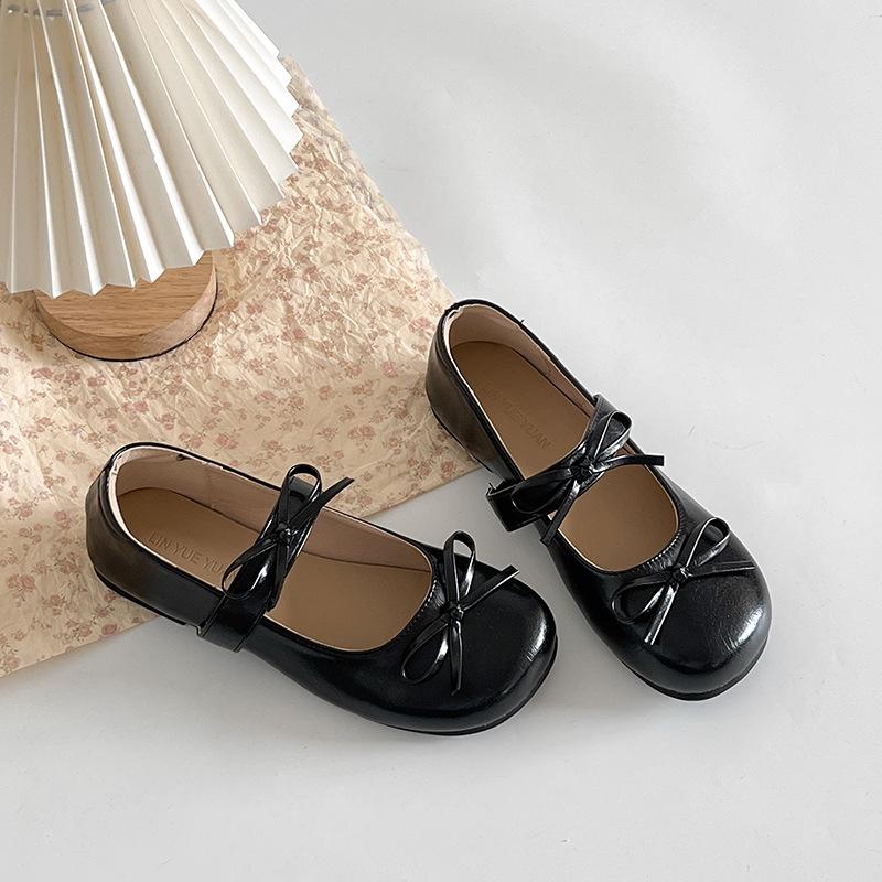 

Round head bow small leather shoes women s 2025 summer new retro with skirt flat Japanese jk Mary Jane single shoes 35 чёрный