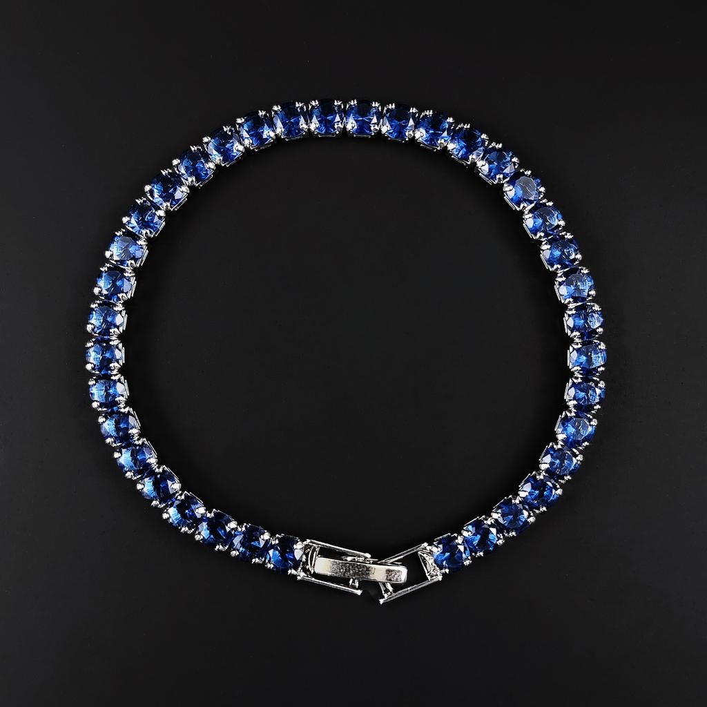 2025 New Arrival Luxury Round Blue Color On Hand Bracelet Bangle for Women Anniversary Gift Jewelry Bulk Sell S5787