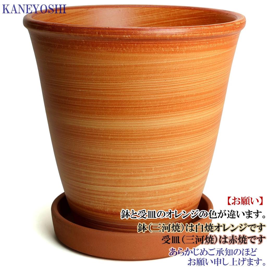 KANEYOSHI Ceramic Flower Koharu with Made In Japan with Reliable Domestic Quality Mikawa-yaki Pot, (Koharu), Orange, No. 8, Plate,