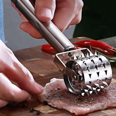 Ablandador de Carne Profesional de Acero Inoxidable - Mazo Plateado para Filetes, Chuletas de Cerdo y Carnes Marinadas, Herramienta Martillo de Tambor de Alta Resistencia