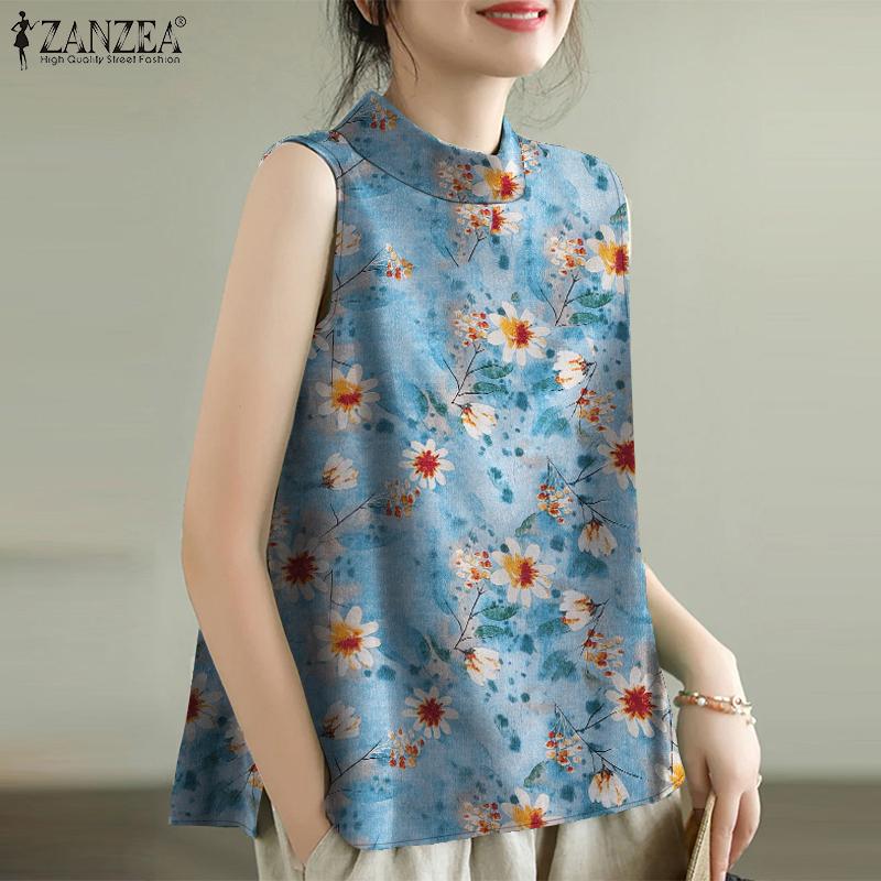 ZANZEA Women Casual O-neck Sleeveless Summer Floral Print Tank Tops