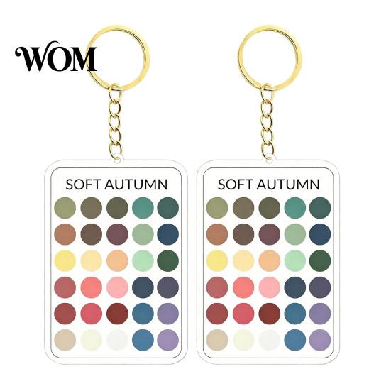 Personal Color Palette 2Pcs Keychain Pendant, Clear Acrylic Season Analysis Swatches Spring Summer Fall Winter Colors Keychain, Card, Gifts