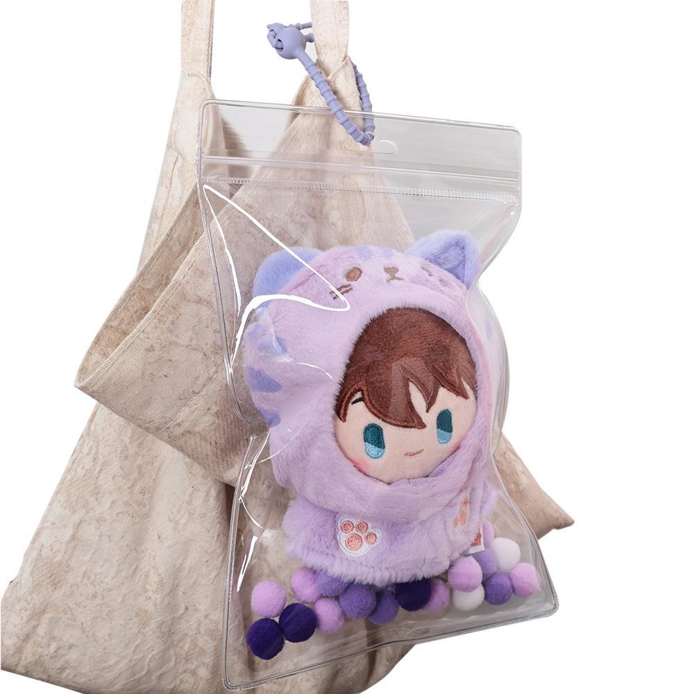 Handmade Trendy Doll Bag with DIY Raincoat, Transparent Waterproof Storage, and Dustproof Cotton Fabric.