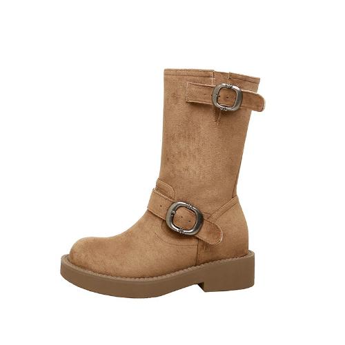 Fashion New Women Boots Chunky Heel Mid Calf Western Cowboy Retro Stacked Boots Thick Platform Lifts Fashion Shoes