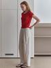 Elssibeui Rib Detail Knit Top_Red