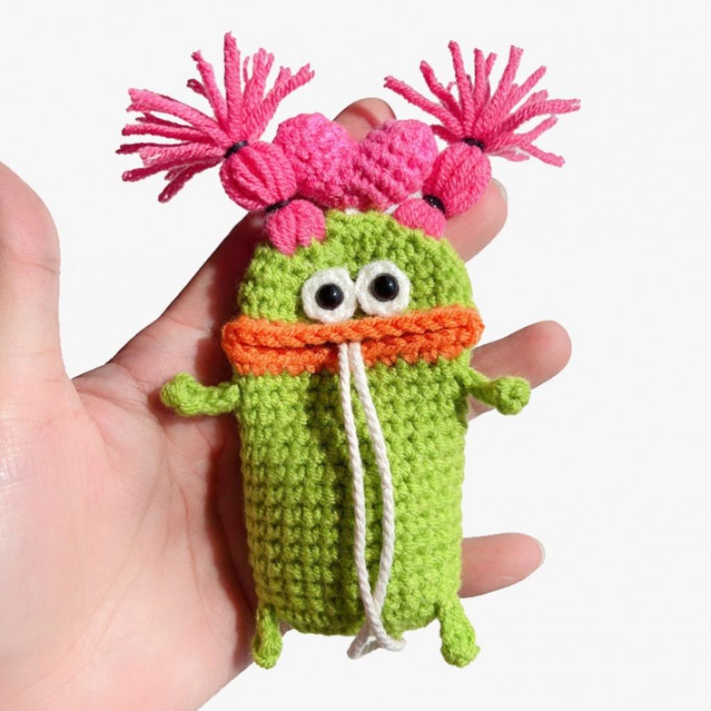 Hand-Crocheted Car Key Fob Cover, Big Mouth Key Protector, Cute Yarn Keychain for Car Keys, Unique Handmade Gift Car Key Cases