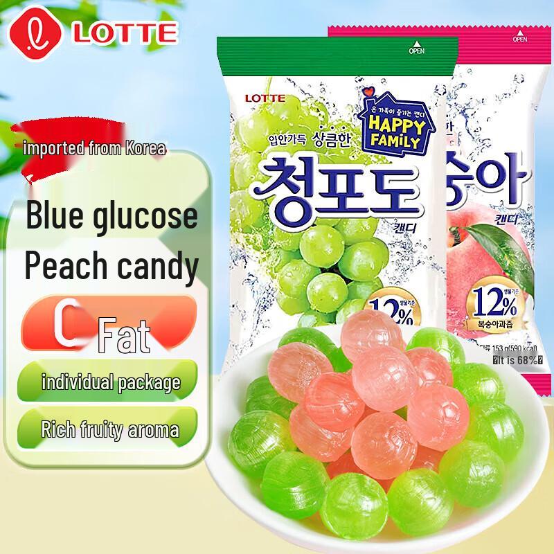 Lotte Green Grape & Peach Hard Candy (2-Pack)