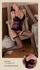 Lace Cross Waist Cinched Bodysuit: Enhances Bust, Sexy Sleepwear, Shapewear with Garter Belt