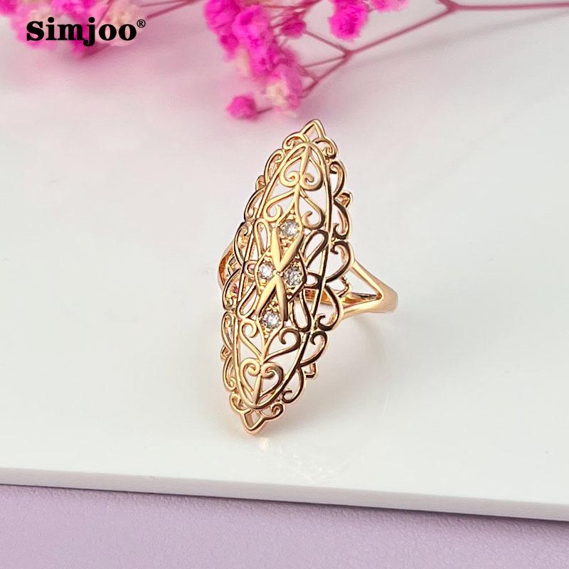 

SIMJOO Кольцо из розового золота с модным дизайном и геометрическим цирконием 6