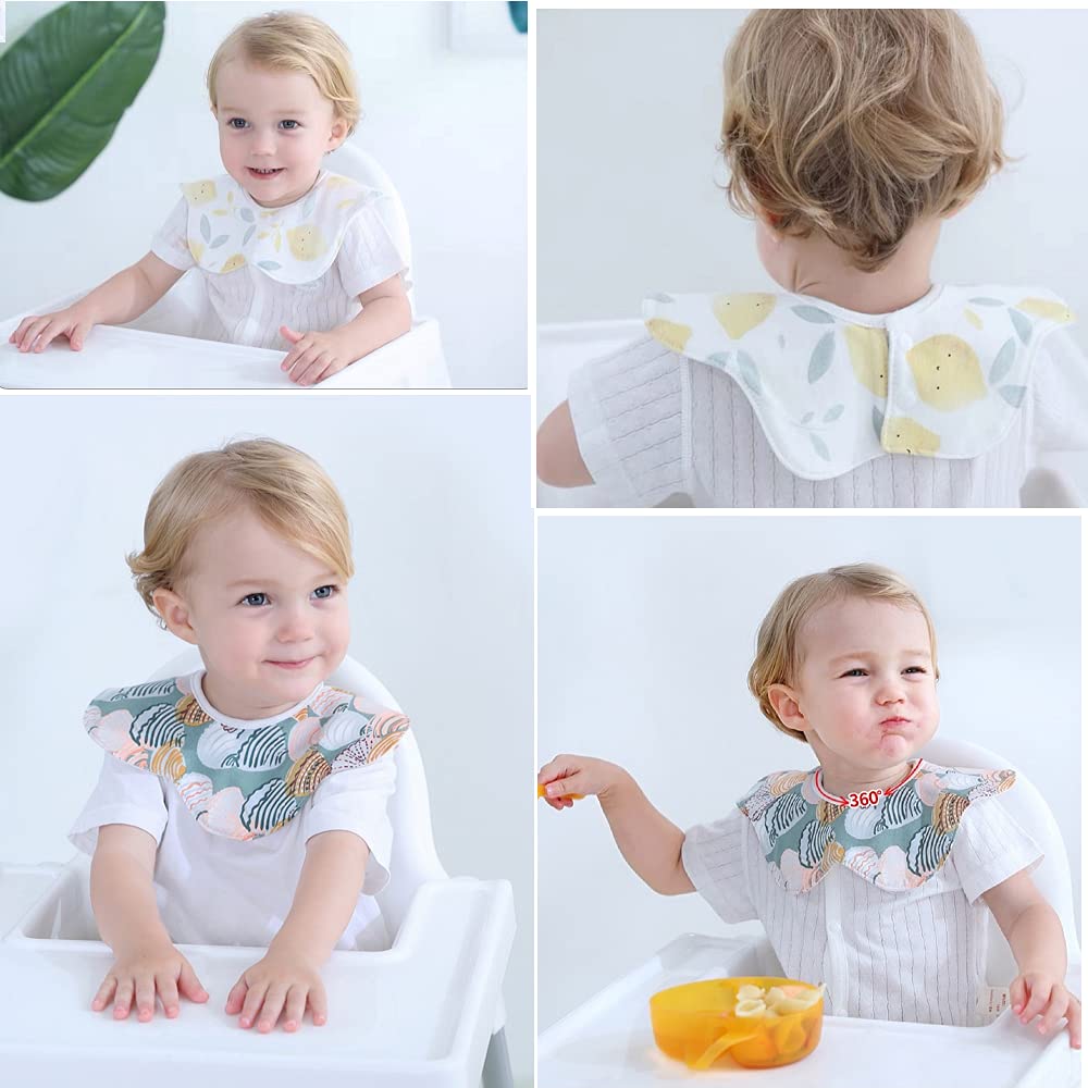 Baby Bib Set of Baby Aprons for Stylish Gift Elf-feer Bibs, 360, Waterproof, 6, Mealtimes, Petal-Shaped, (Color 4)