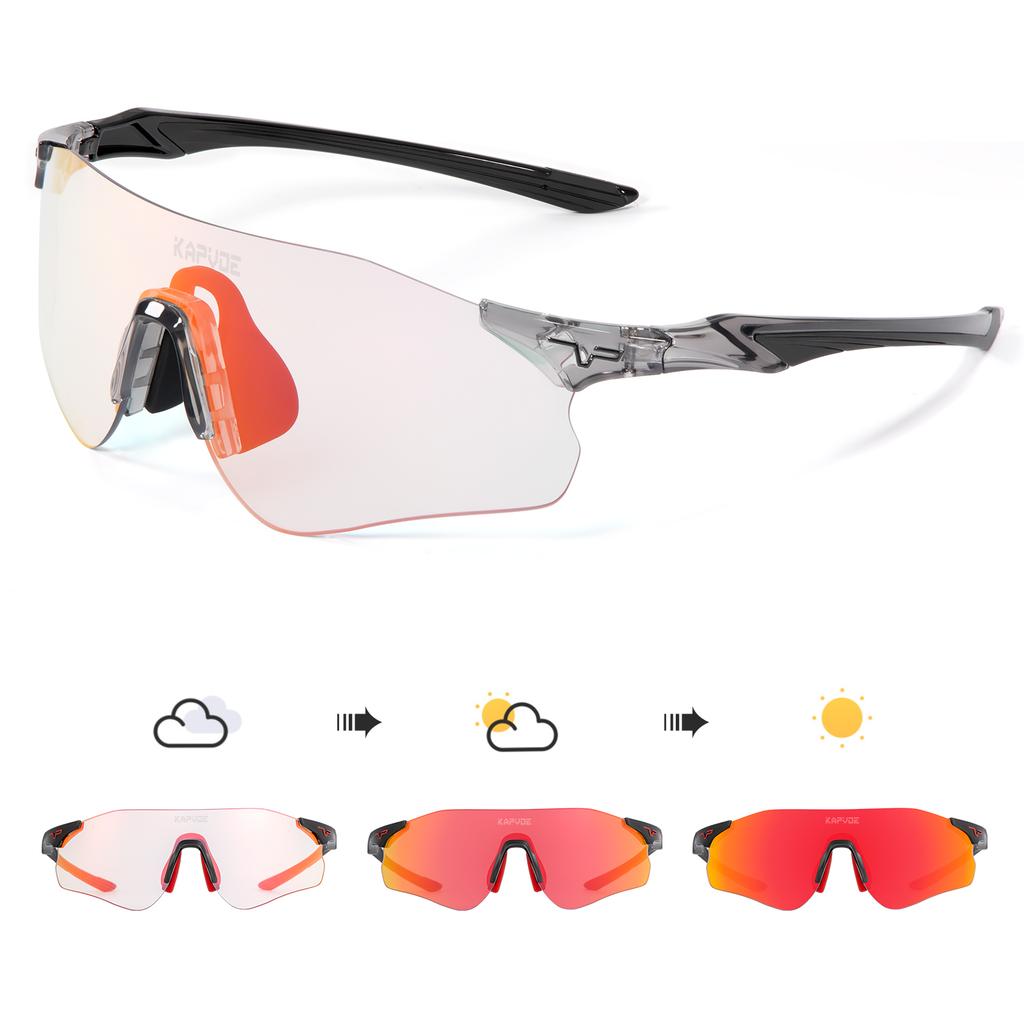 Kapvoe Light Weight Photochromic Running Sunglasses Sports for Men Marathon Cycling Glasses Mountain Bicycle Goggles Eyewear
