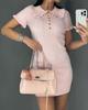 Retro Ruffled Button Down Knit Dress With Collar
