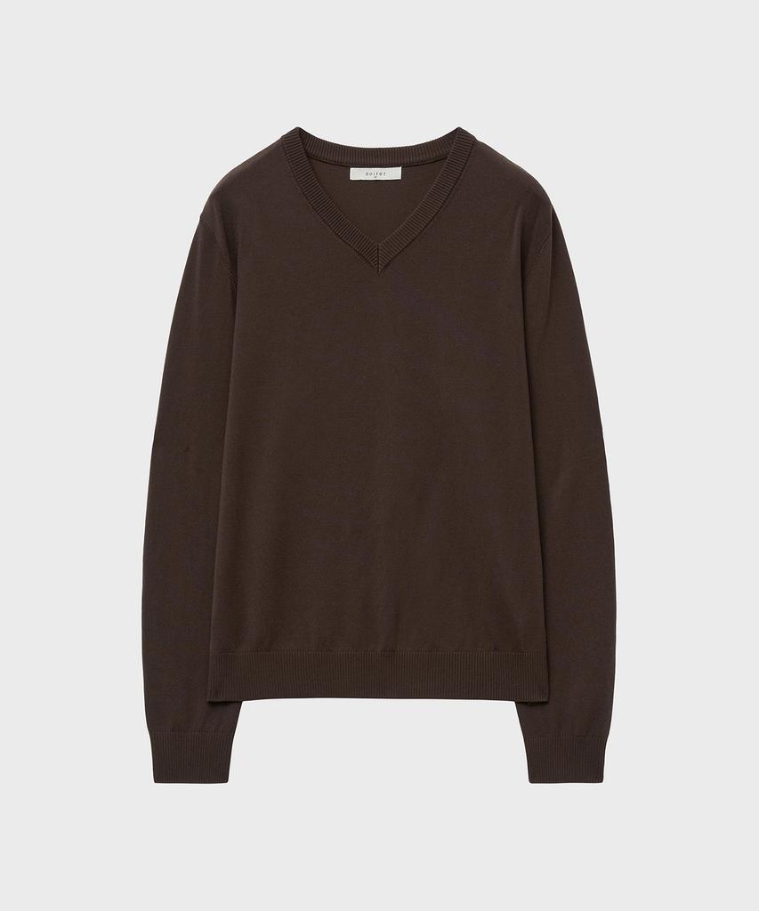 NOIRER Silky V-Neck Knit (Brown)