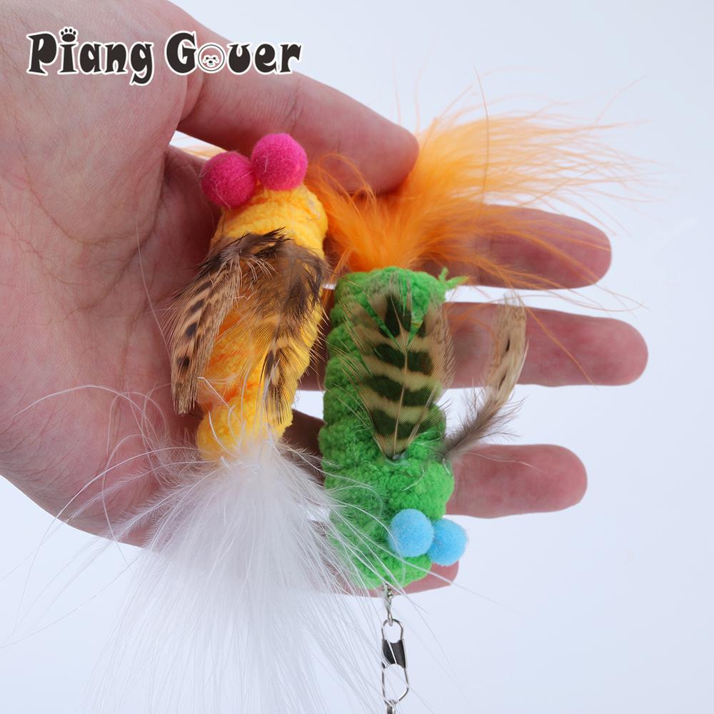 6pcs Mix Plush Bug Feather Teasing Cat Stick Replacement Head Cat Toy Kitten Interactive Toys Pet Supplies