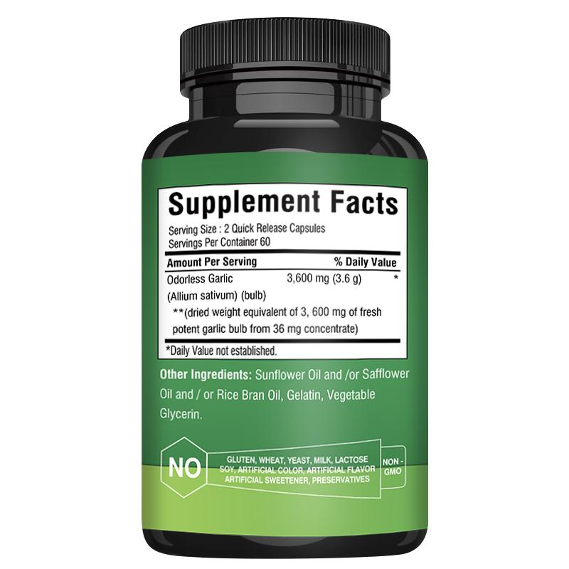 Tasteless Garlic Extract, All-natural, Immune Health Supplement, Lowers Cholesterol, Supports the Immune System