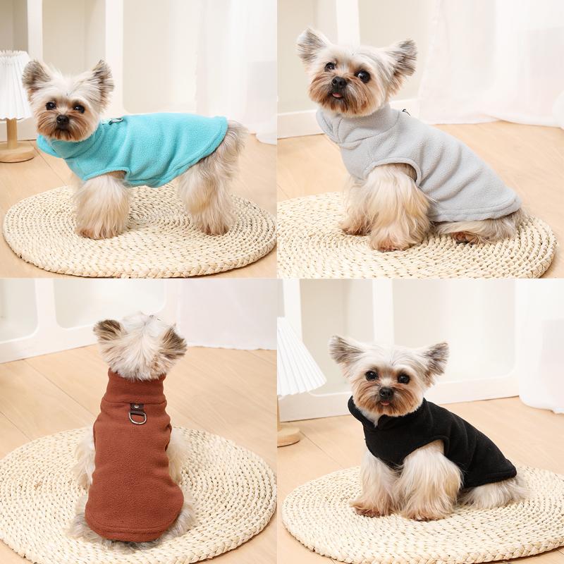 Warm Fleece Dog Clothes For Small Medium Dogs Cat Autumn Winter Jacket Puppy Vest Pullover With D-ring Chihuahua Pug Pet Outfits