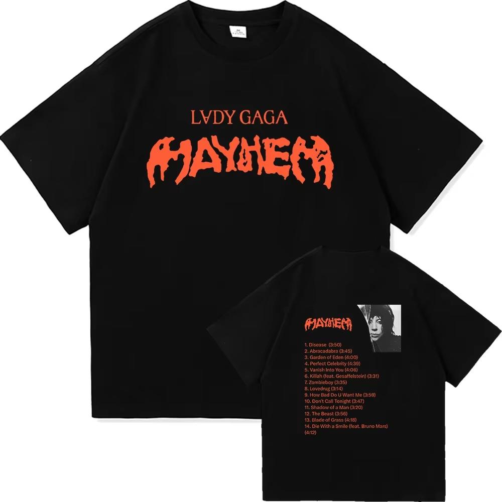 Lady Gaga Mayhem 2025 New‑Album Graphic Print Unisex Vintage Harajuku‑Style High‑Quality Fan Fashion Women And Men T-Shirt