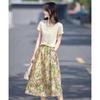 Monet Garden Print Skirt & T-shirt Two-Piece Set