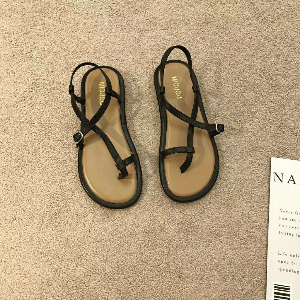 Fashion Ladies Shoes Flip-flops Open Toe Summer 2024 Footwear Beach Flat Rubber No Heel Sandals for Women Roman Style Original on Offer