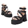 Sexy Platform Women's Sandals Summer Shoes 2025 Punk High Heels Buckle Strap Slippers Black White Party Dance Shoes Female