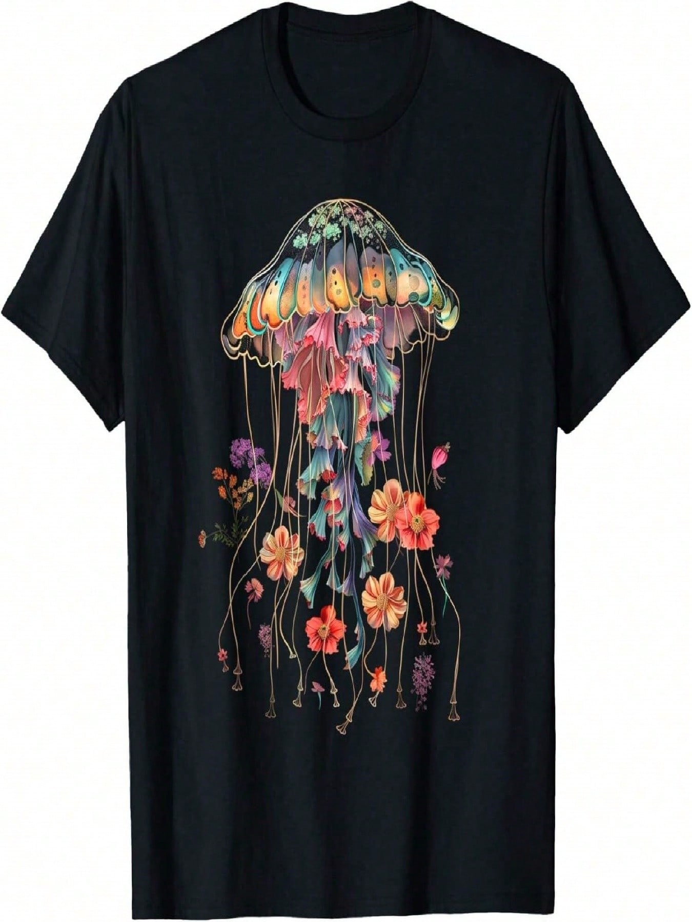 Jellyfish Flowers Vintage Floral Diving Surf T-Shirt S разноцветный