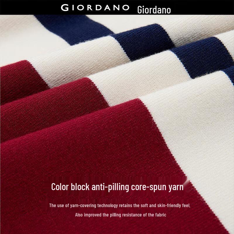 Giordano Women's Designer Striped Color Block Knitted Sweater