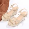 Fashion Sandals 2025 Cross Buckle with Hemp Rope Summer New Style Wedge Heel Sandals Open Toe Women's Shoes