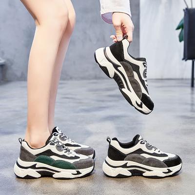 Daddy Shoes Female  Students All-match Winter New Fashion Color Matching Thick Bottom Breathable Sports Shoes