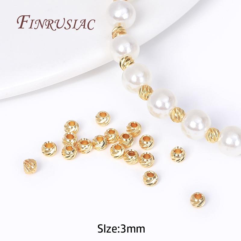 

18K Gold Plated Cut Pattern Round Stripe Spacer Beads Brass Metal Gold Separators Beads For DIY Beading Jewelry Accessories 3mm-100Pcs