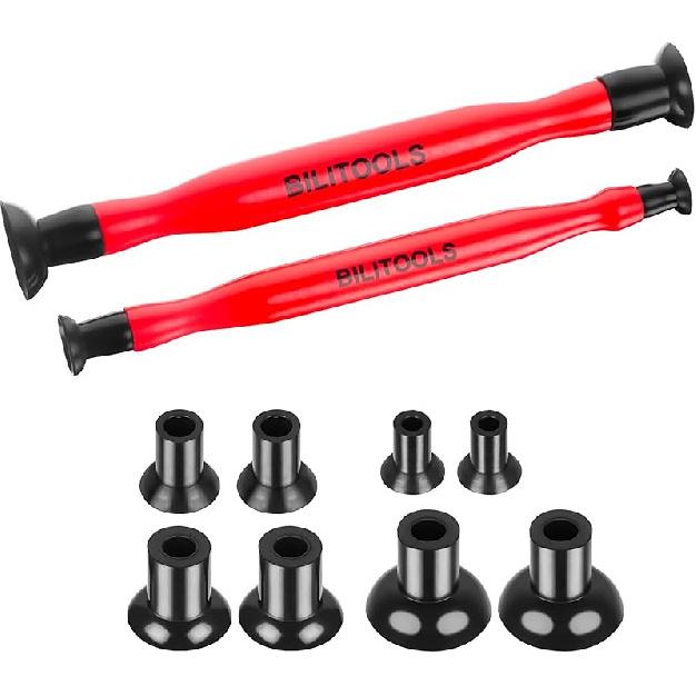 BILITOOLS 2PCS Valve Lapping Kit With 8 Suction Plates 4 Size, Valve Grinding Tool For Engine Maintenance (Red) 2pcs