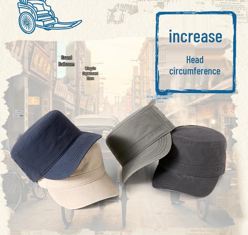 Large Head Military-Style Duckbill Cap - Sun Protection for Middle-Aged & Elderly Men