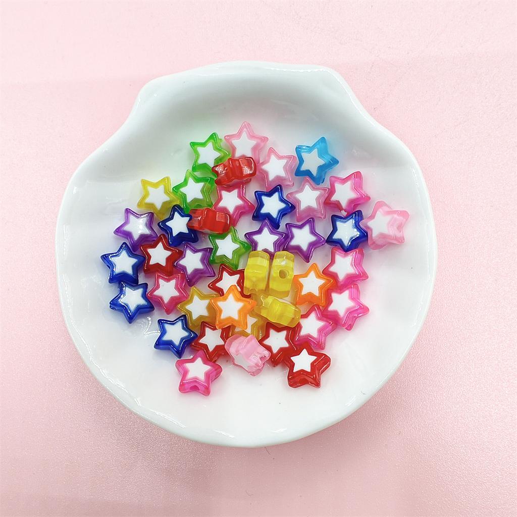 200 Stück Perlen für DIY handgefertigtes Material, Acrylperlen, 10 mm, Herz-Stern-Perlen, lose Perlen, Schmuckherstellung, Zubehör, Bonbonfarben, Kunsthandwerk