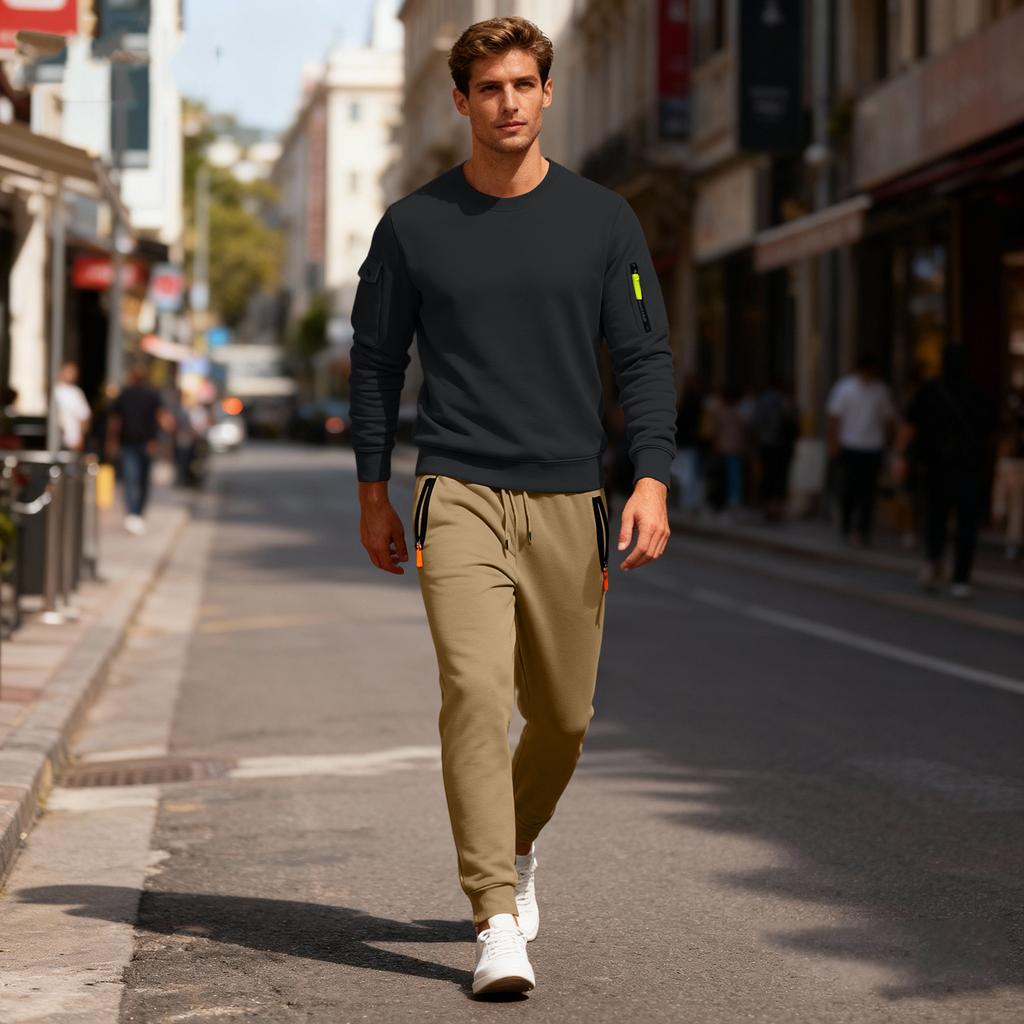 Men's Sweatshirt Suit Men's Solid Color Casual Sports Suit Sweatshirt Suit