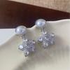 French Five-Pointed Star Pearl Earrings - Elegant, Diamond-Embellished Design for Women
