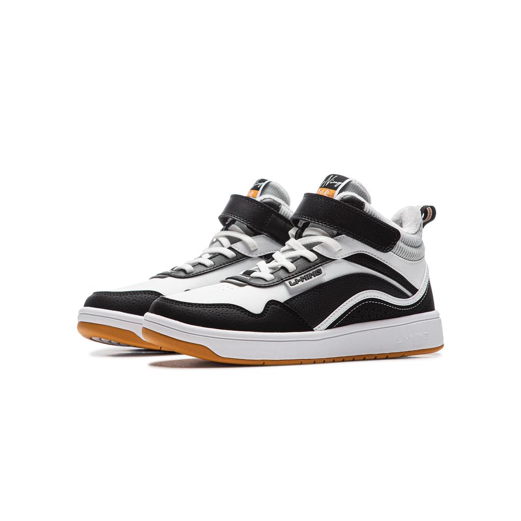 Li Ning Kids Sports Lifestyle Series Synthetic Leather Trendy Non-Slip Shock Absorbing Warm High-Top Kids Sneakers Men Sneakers YKCU216-7