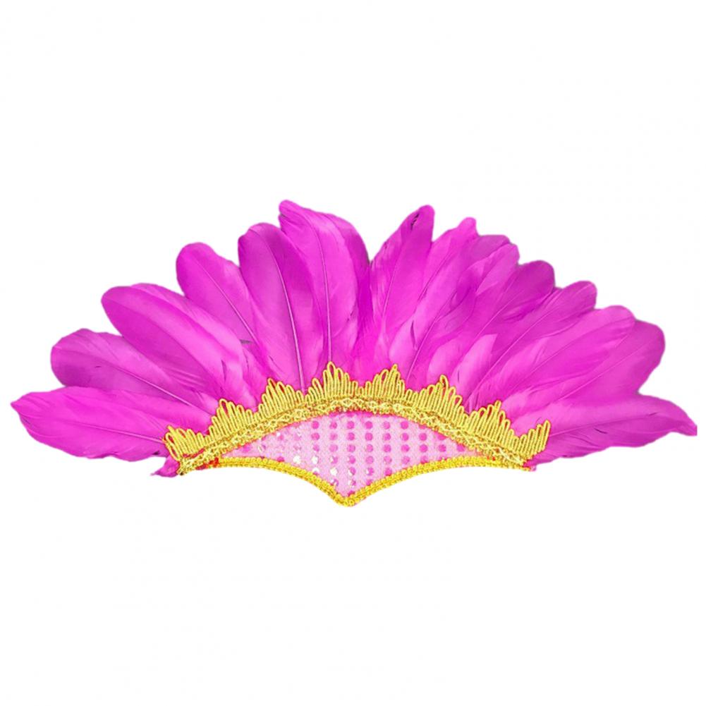 45cm Feather Cosplay Hat Carnival Indian Chief Hair Accessories Party Sparkling Embellished Headdress Colored Feather Headwear