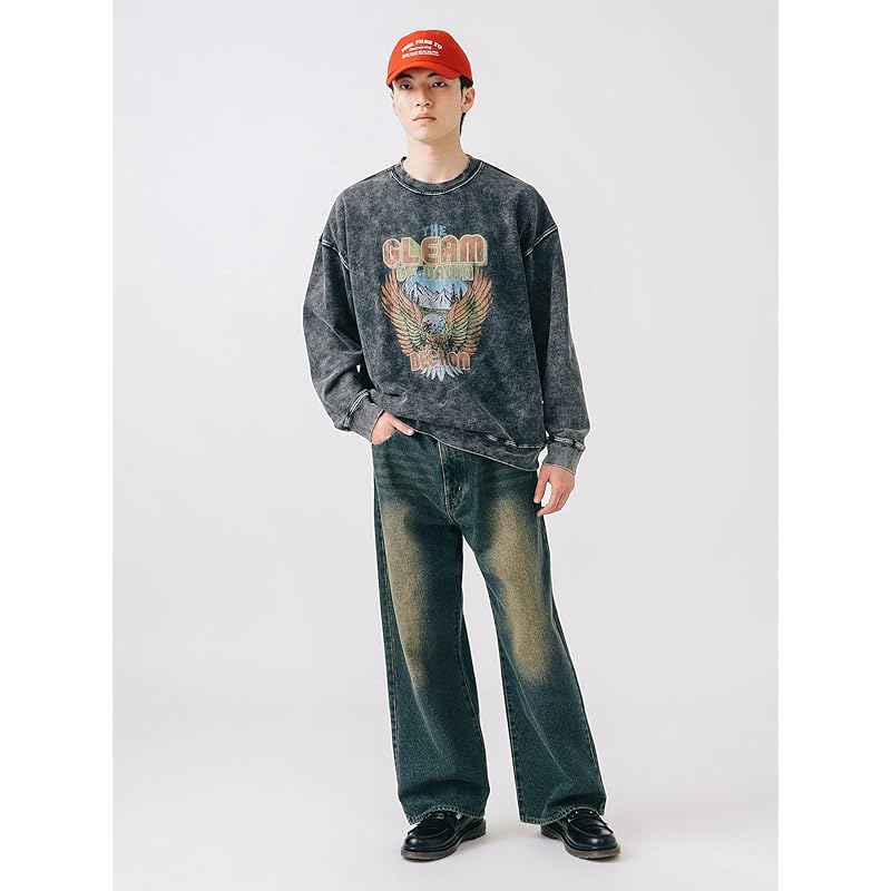 [Beams Heart] Jeans Blast Wide Straight Denim Men's DARK_INDIGO S