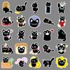 50 Bow Black Cat Doodle Stickers Cartoon Cute Hand-painted Decorative Creative Water Cup Mobile Phone Case Stickers